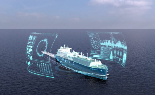 디지털 트윈 기반 자율 운항기술을 형상화한 이미지. 삼성중공업 제공